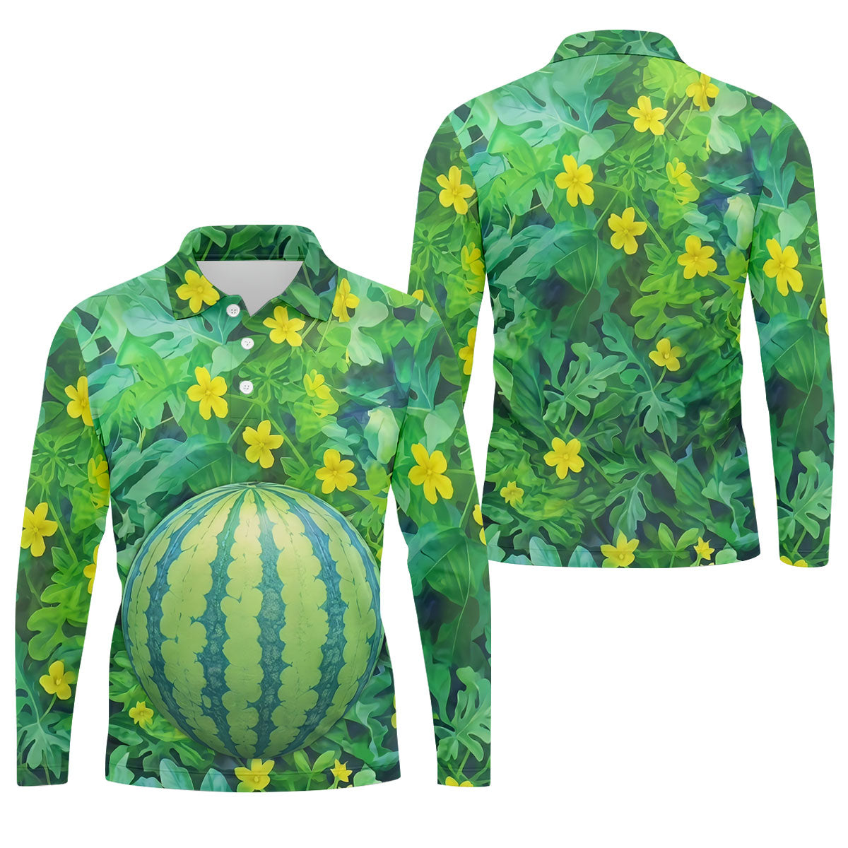 Funny Watermelon Belly Illusion Golf Polo Shirt, Mens Golf Polo, Hawaiian Golf Shirt