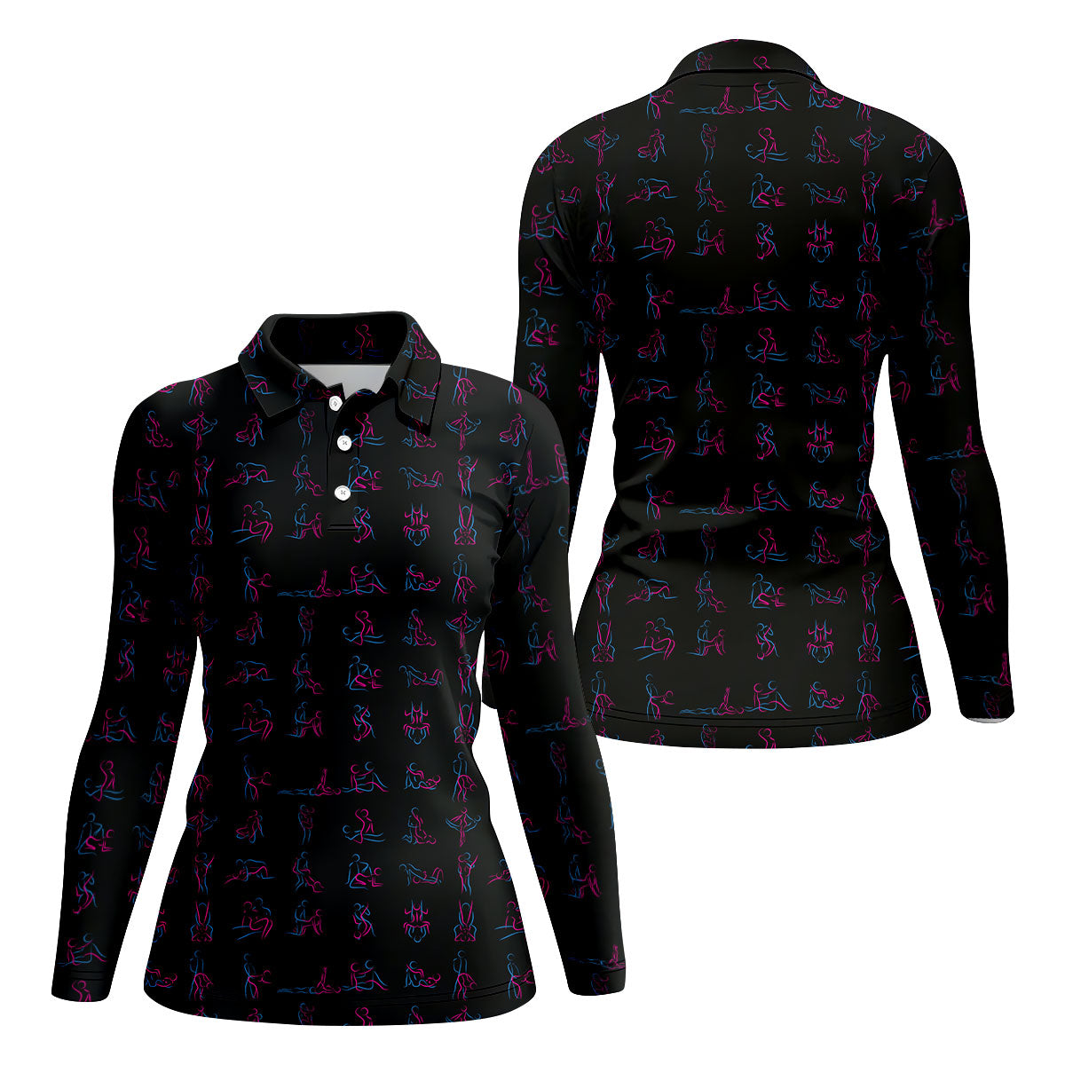 Funny Neon Couples Pattern Golf Polo Shirt, Ladies Golf Shirts, Golf Polo For Women
