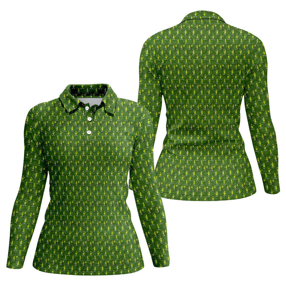 Funny Hole In One Pickle Golf Pattern Polo Shirt, Women’s Golf Polo, Golf Shirts For Women