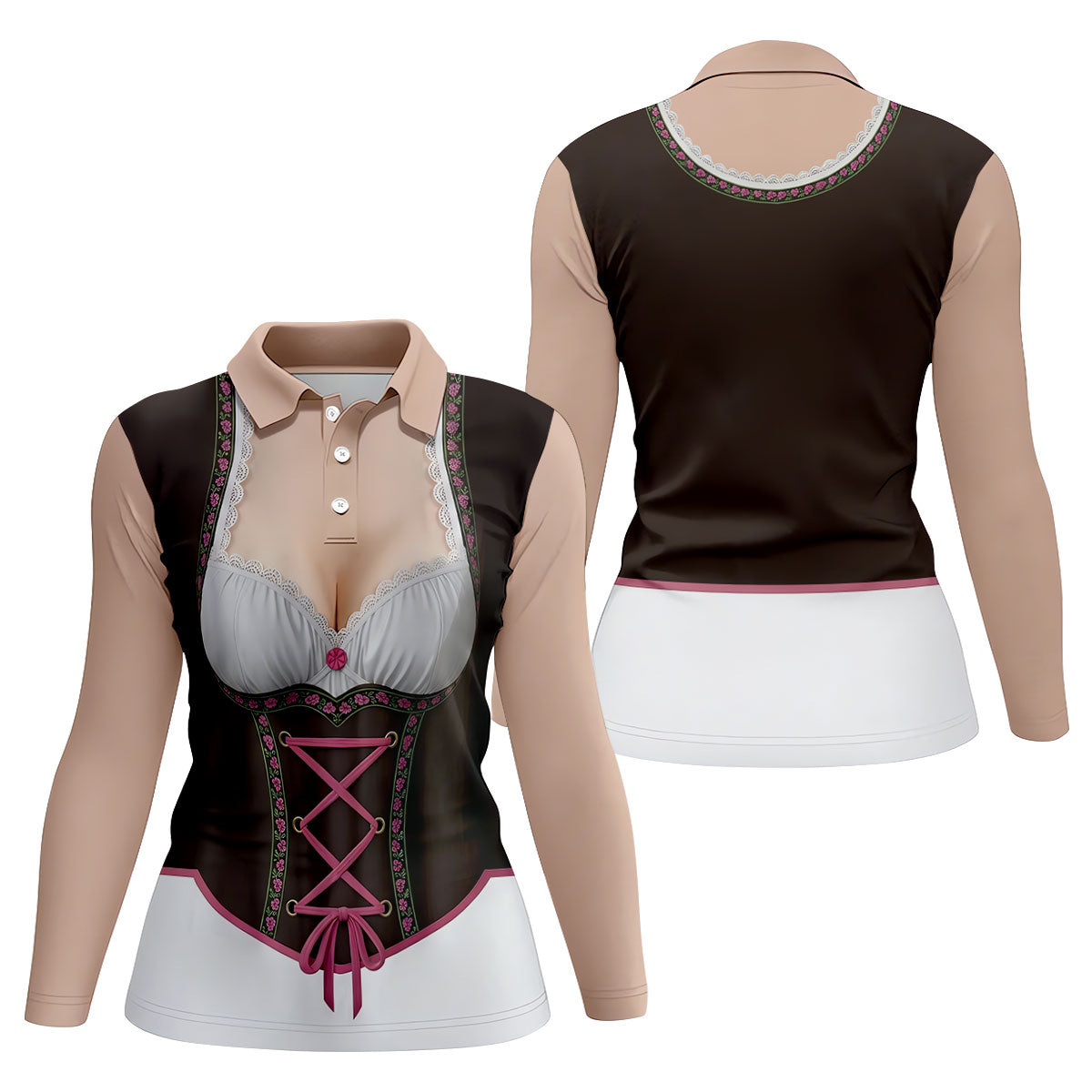 Funny Oktoberfest Costume Lederhosen Polo Shirt, Womens Golf Polo, Golf Shirts For Women