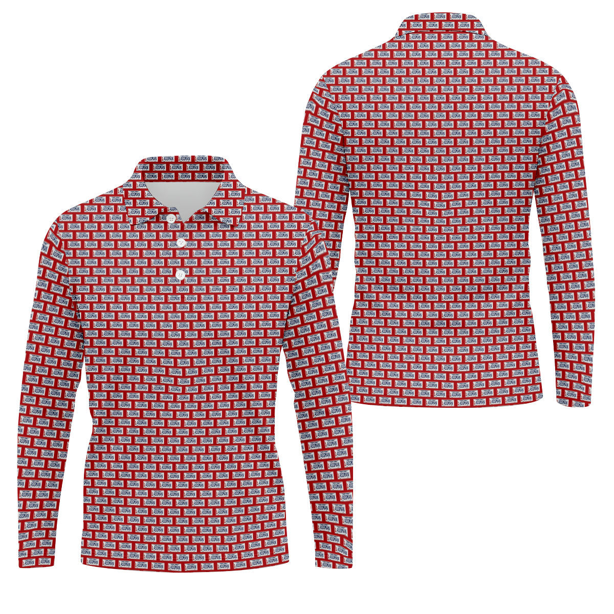 Red New York Assman Pattern Polo Shirt, Mens Golf Apparel, Hawaiian Golf Shirt, Printed Golf Shirts