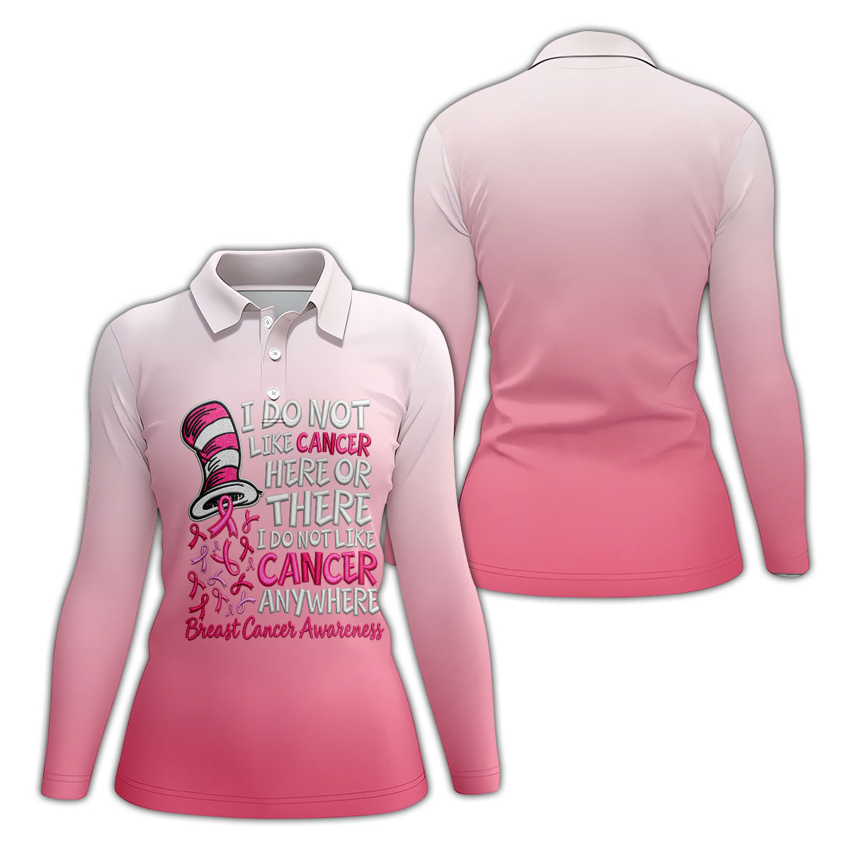 I Do Not Like Cancer Anywhere Breast Cancer Polo Shirt, Ladies Golf Shirt, Womens Golf Tops