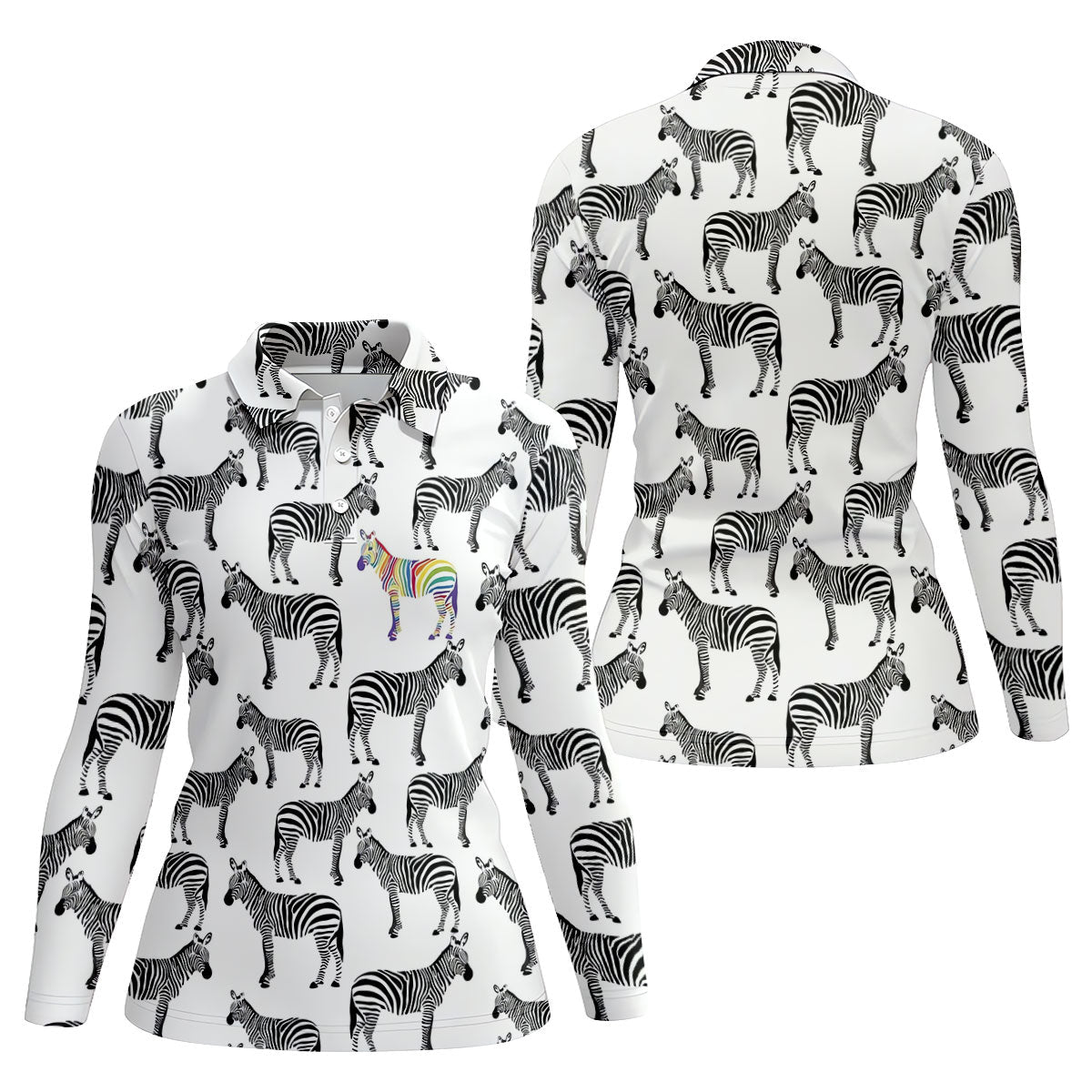 Rainbow Zebra Be Yourself Pride Month Support Ladies Golf Tops, LGBT Community Golf Shirt For Women