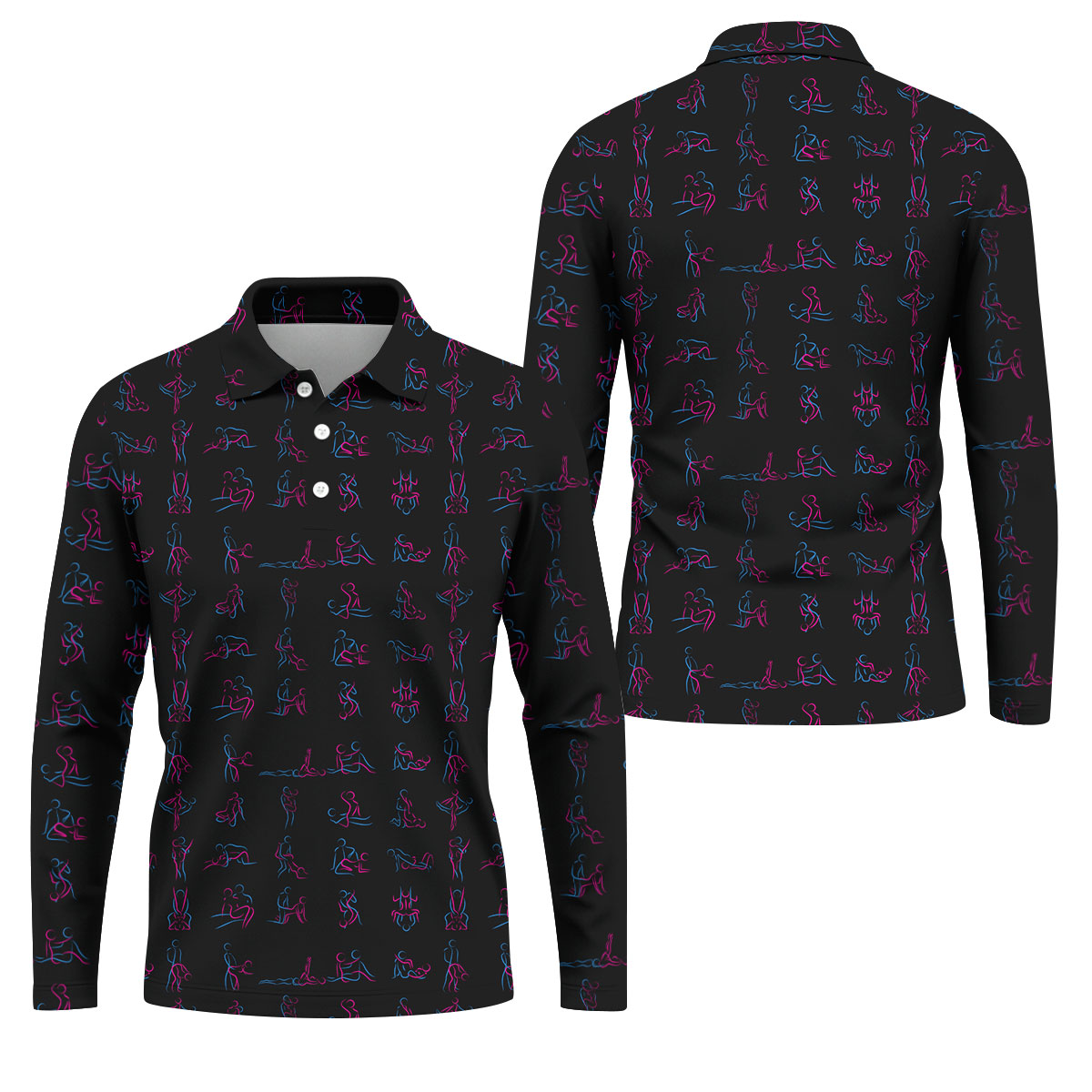 Funny Neon Couples Pattern Golf Polo Shirt, Golf Shirts For Men, Mens Golf Apparel
