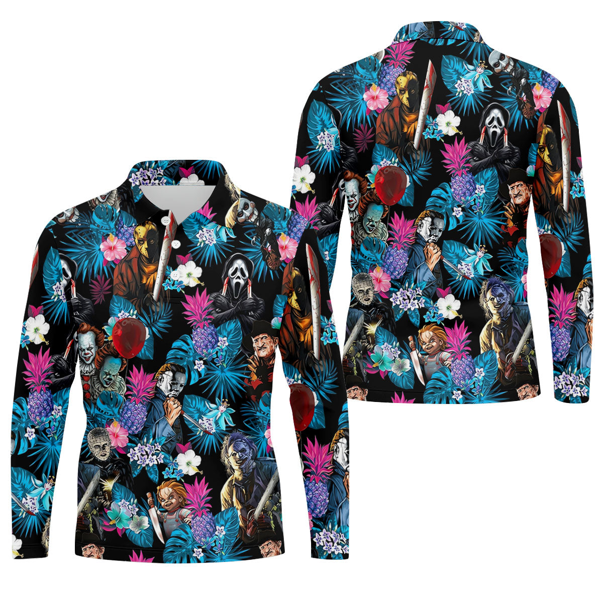 Tropical Horror Character Halloween Golf Shirt, Golf Shirts For Men, Mens Golf Apparel