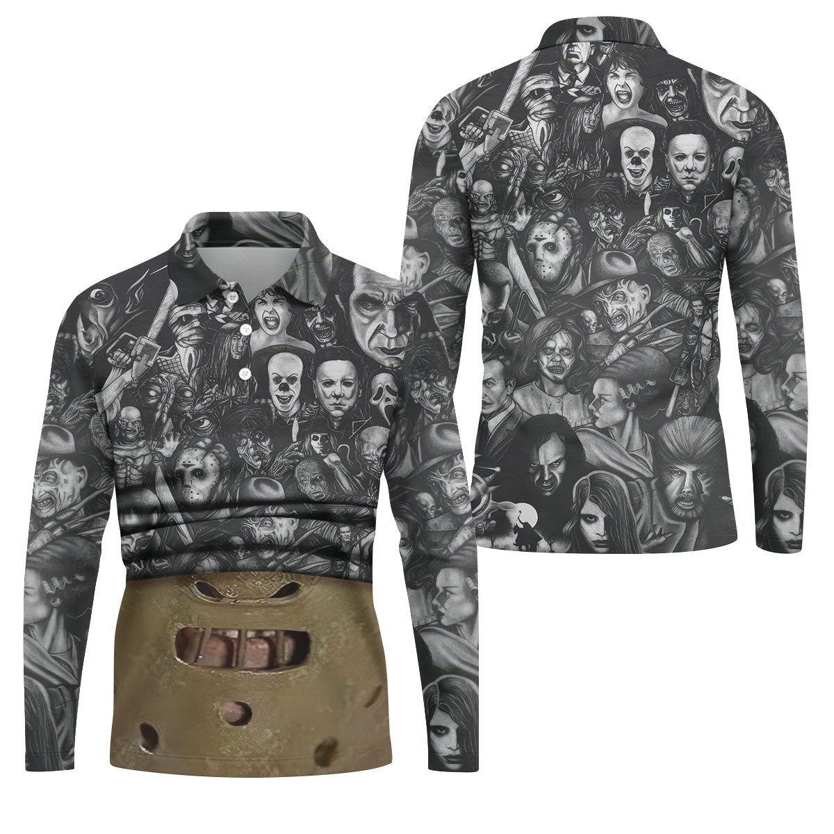 Muzzle Mask Horror Character Halloween Polo Shirt, Mens Golf Shirts, Golf Apparel For Men