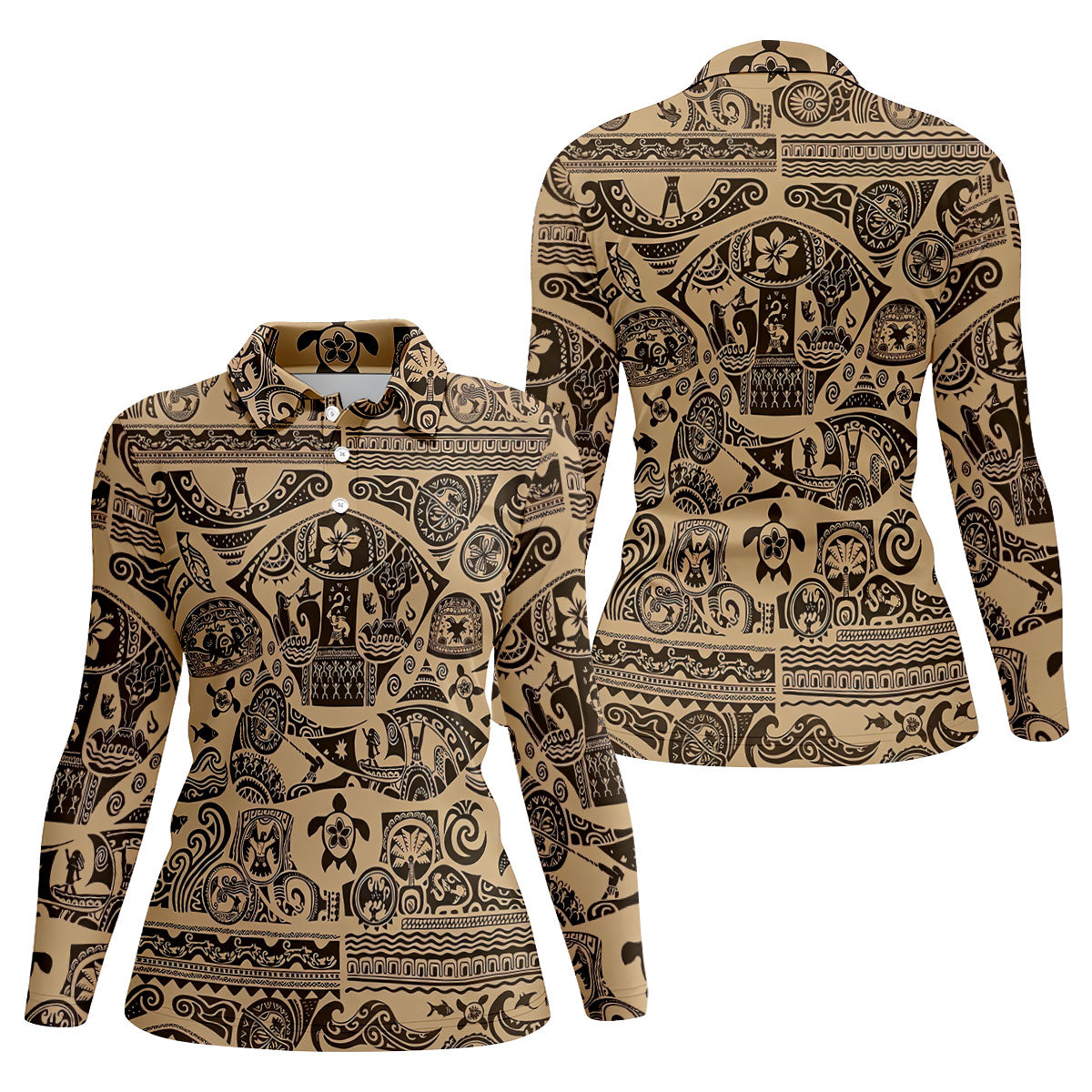 Polynesian Tribal Hawaiian Golf Shirt, Golf Shirts For Women, Women's Golf Apparel
