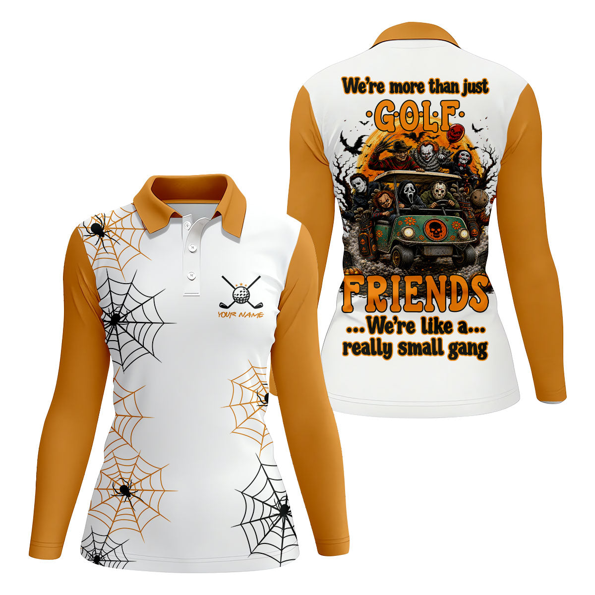 Custom Halloween Golf Friends Hawaiian Golf Shirt, Women’s Golf Polo, Golf Shirts For Women