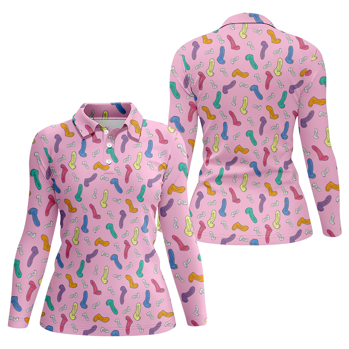 Funny Adult Novelty Pink Pattern Golf Shirt, Ladies Golf Tops, Women’s Golf Apparel