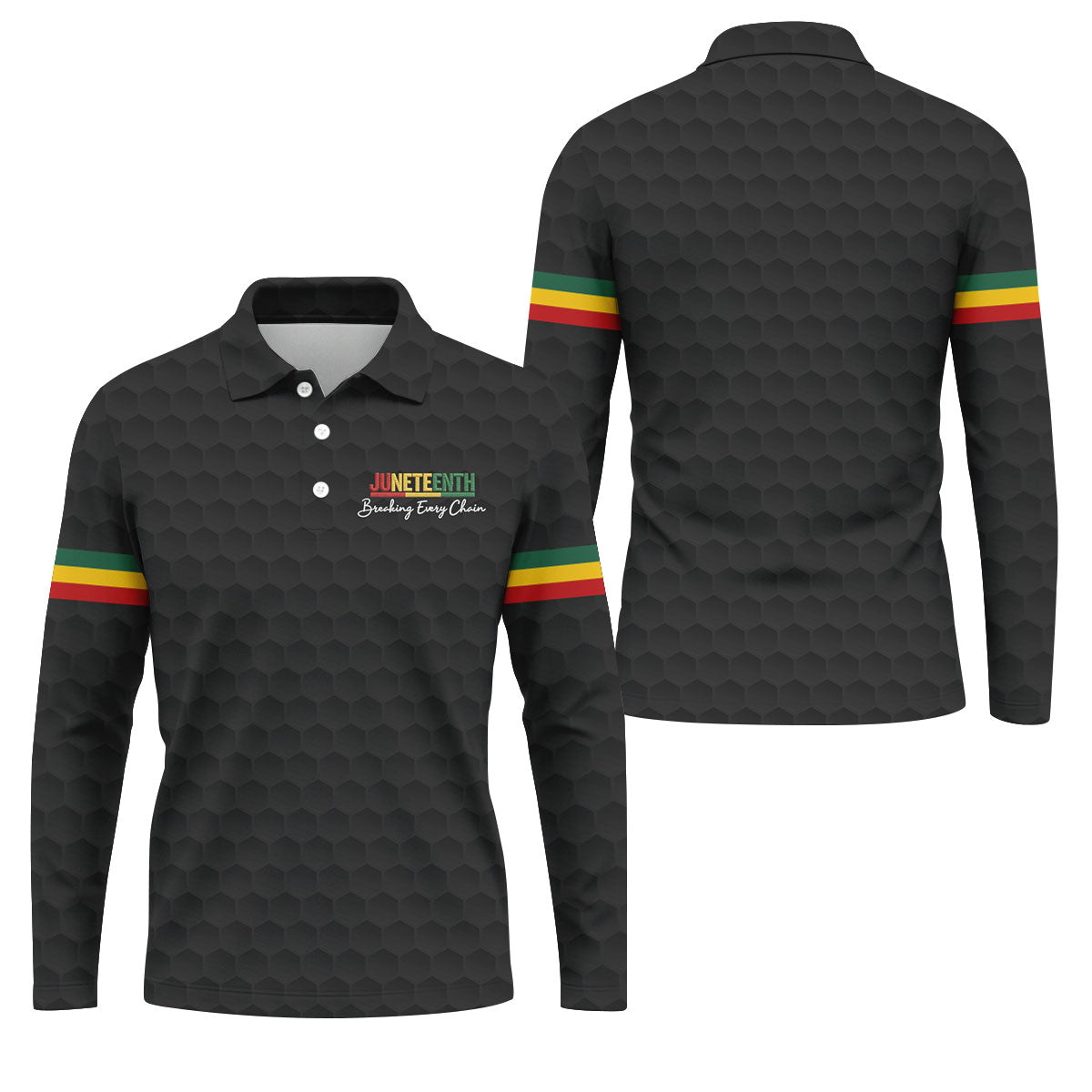 Juneteenth Breaking Every Chain Golf Ball Pattern Golf Tops For Men, Black Heritage Day Golf Shirts For Men