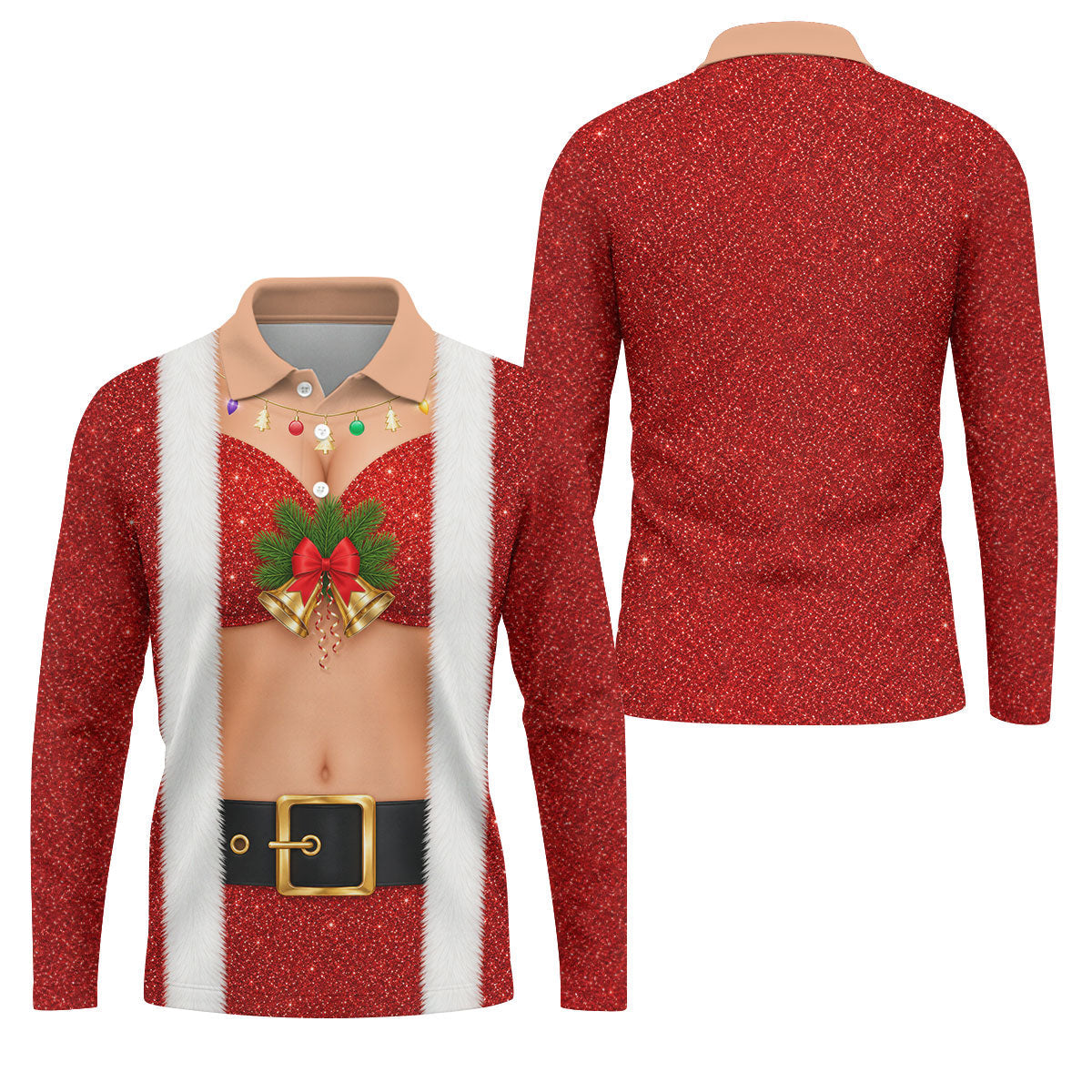 Men's Funny Mrs Claus Costume Golf Shirt, Christmas Golf Shirt, Golf Apparel For Men