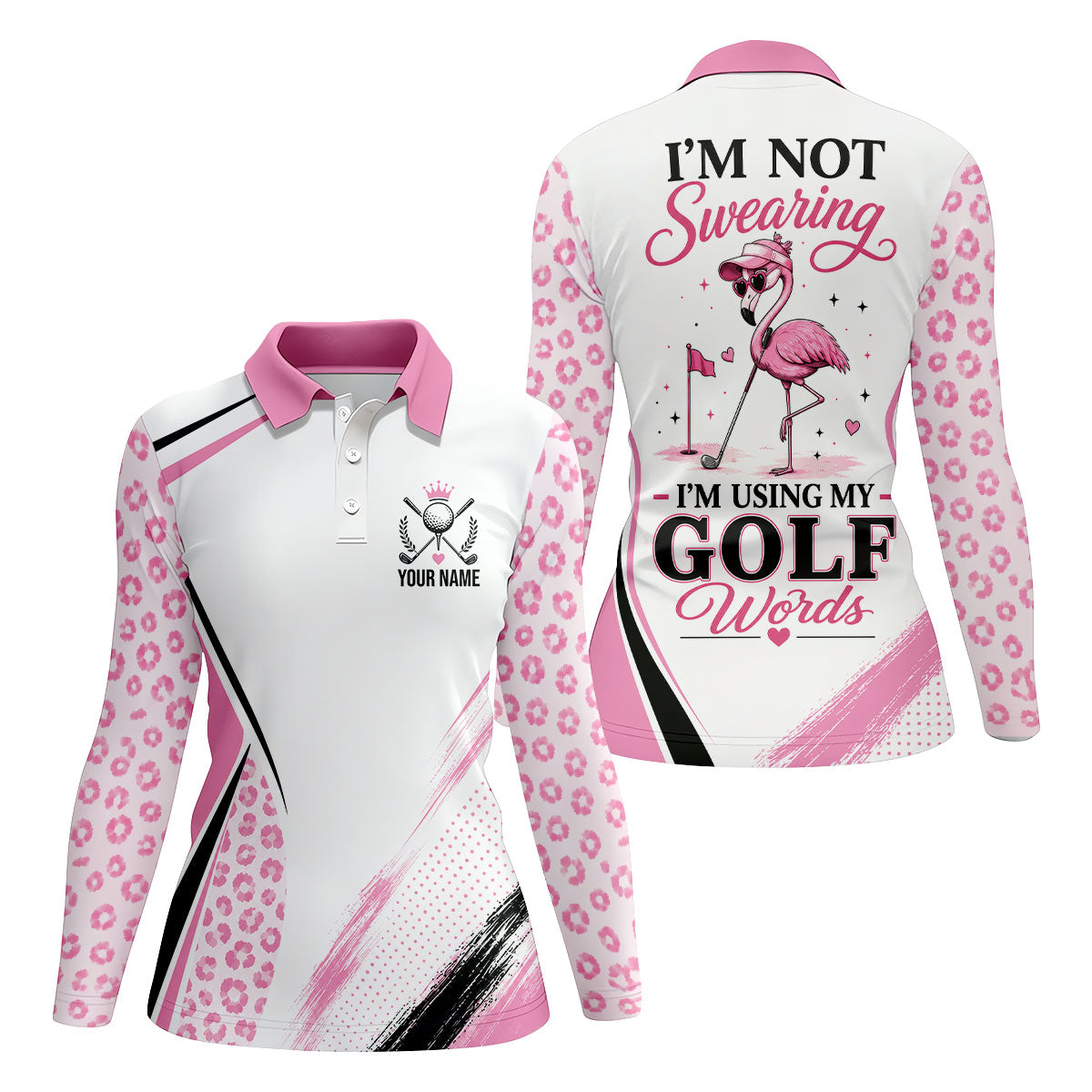 Personalized Pink Golf Crest Polo Shirt, Women’s Golf Polo, Ladies Golf Tops