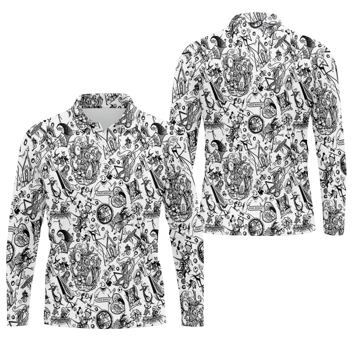 Doodle Horror Character Halloween Polo Shirt, Golf Polo For Men, Mens Golf Shirt