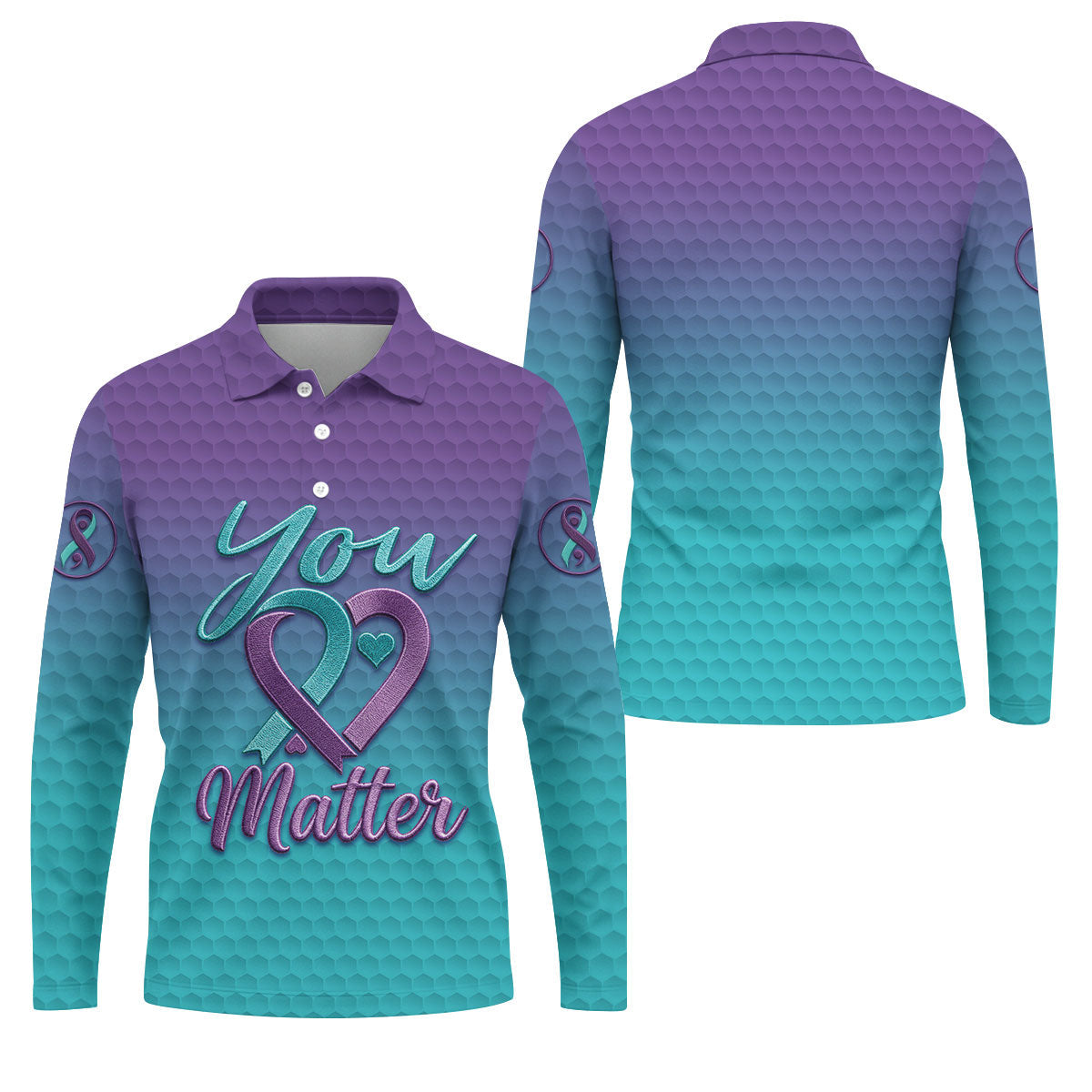 You Matter Suicide Prevention Ribbon Heart Polo Shirts For Men, Golf Apparel For Men