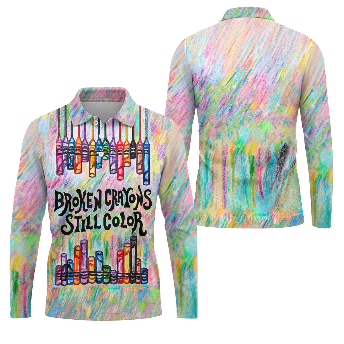 Broken Crayons Still Color Suicide Awareness Golf Polo Shirt, Mens Golf Polo