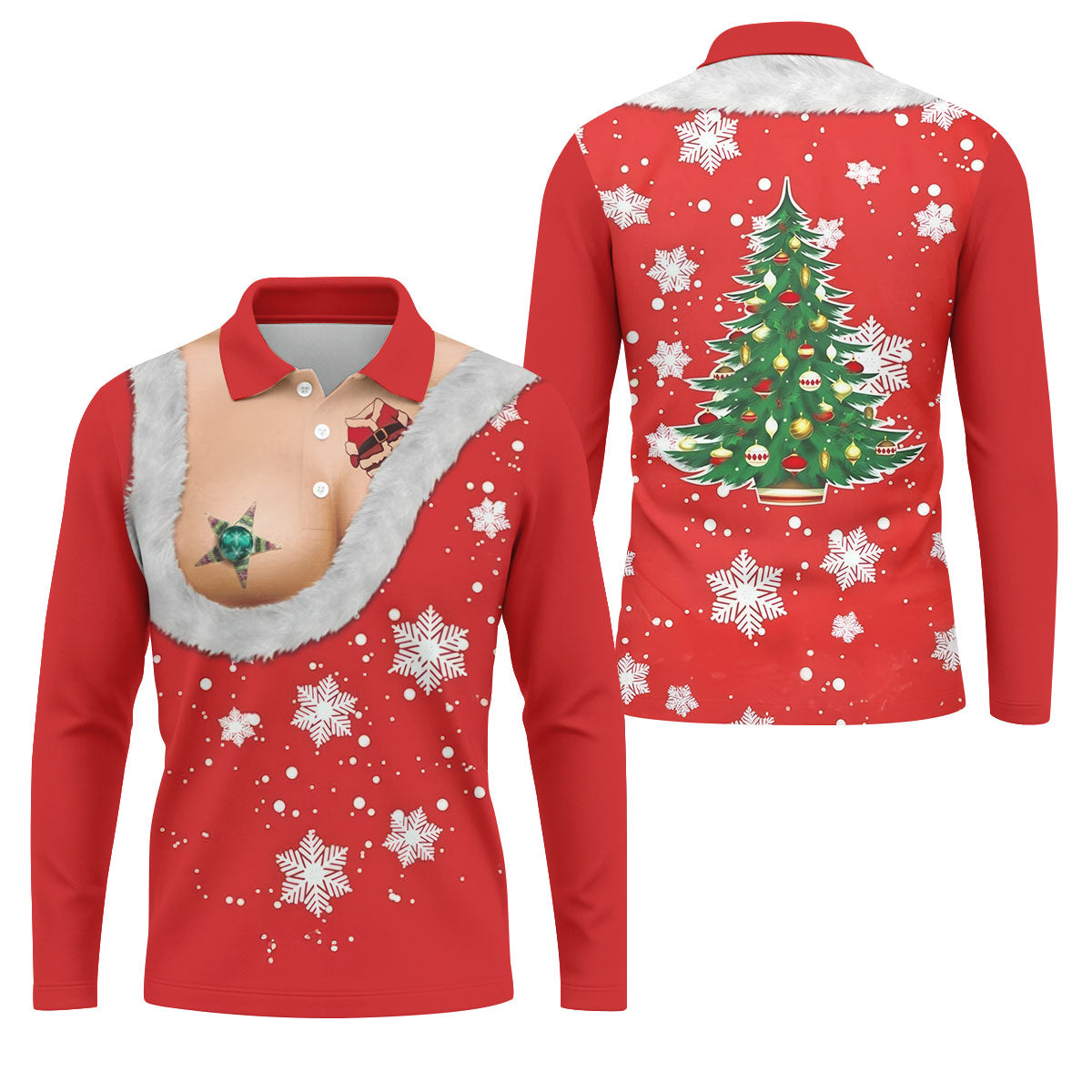 Funny Santa Costume Snowflake Christmas Golf Shirt, Men's Golf Shirt, Printed Golf Shirts
