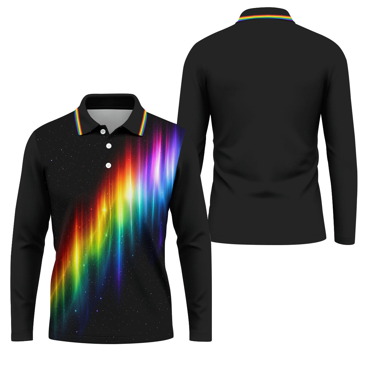 Rainbow Galaxy LGBT Support Gradient Golf Tops For Men, Pride Month Golf Shirts For Men