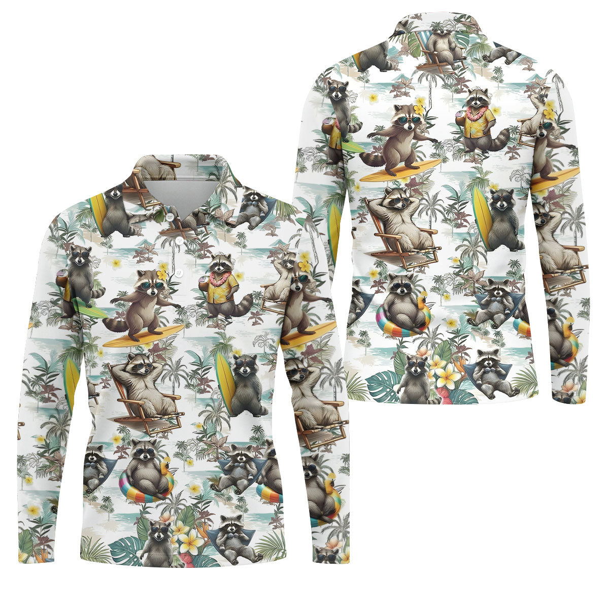 Raccoon Beach Vacation Hawaiian Shirt, Hawaiian Shirt For Men, Tropical Button Up Shirt