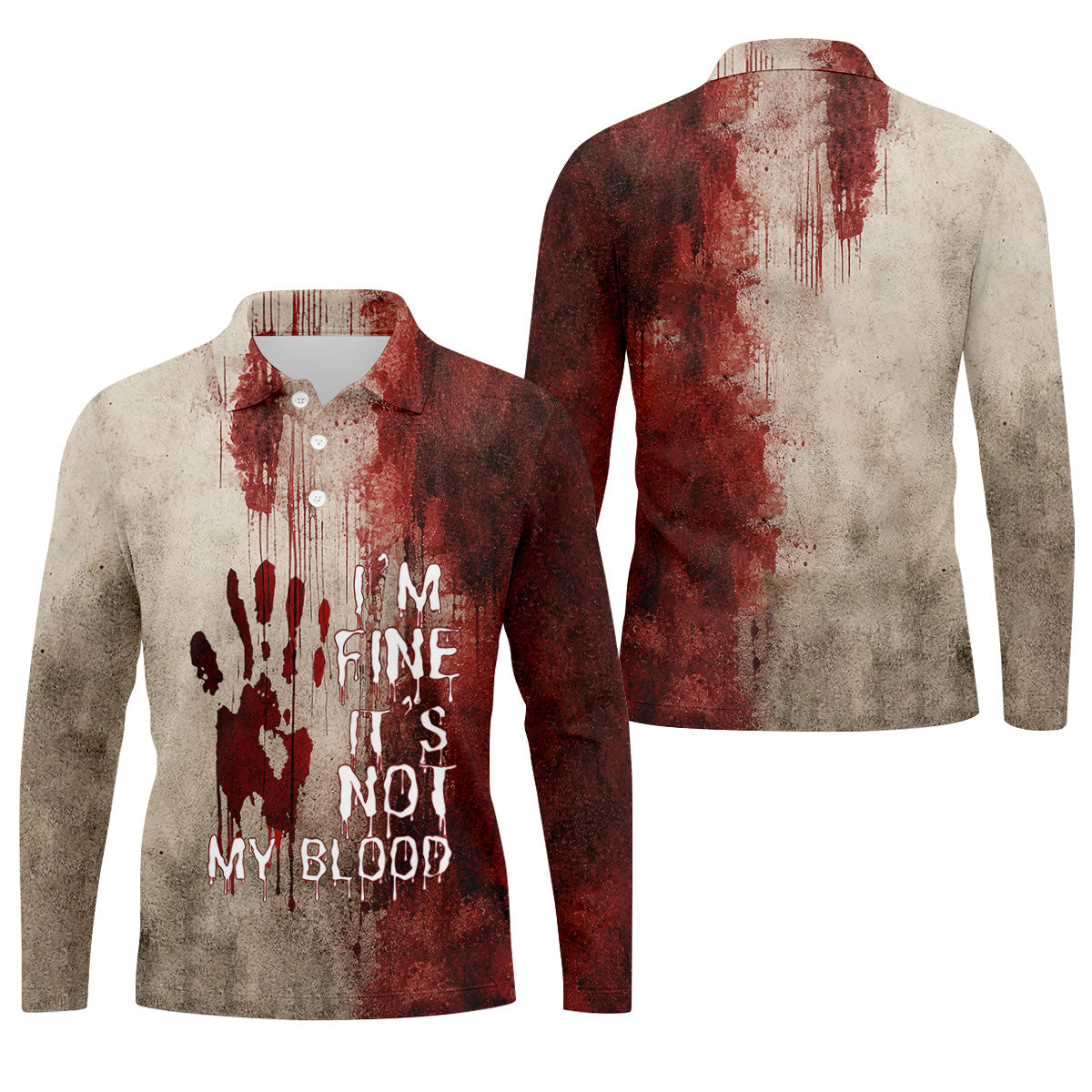 I'm Fine It's Not My Blood Halloween Golf Polo Shirt, Men's Golf Shirts, Hawaiian Golf Shirt