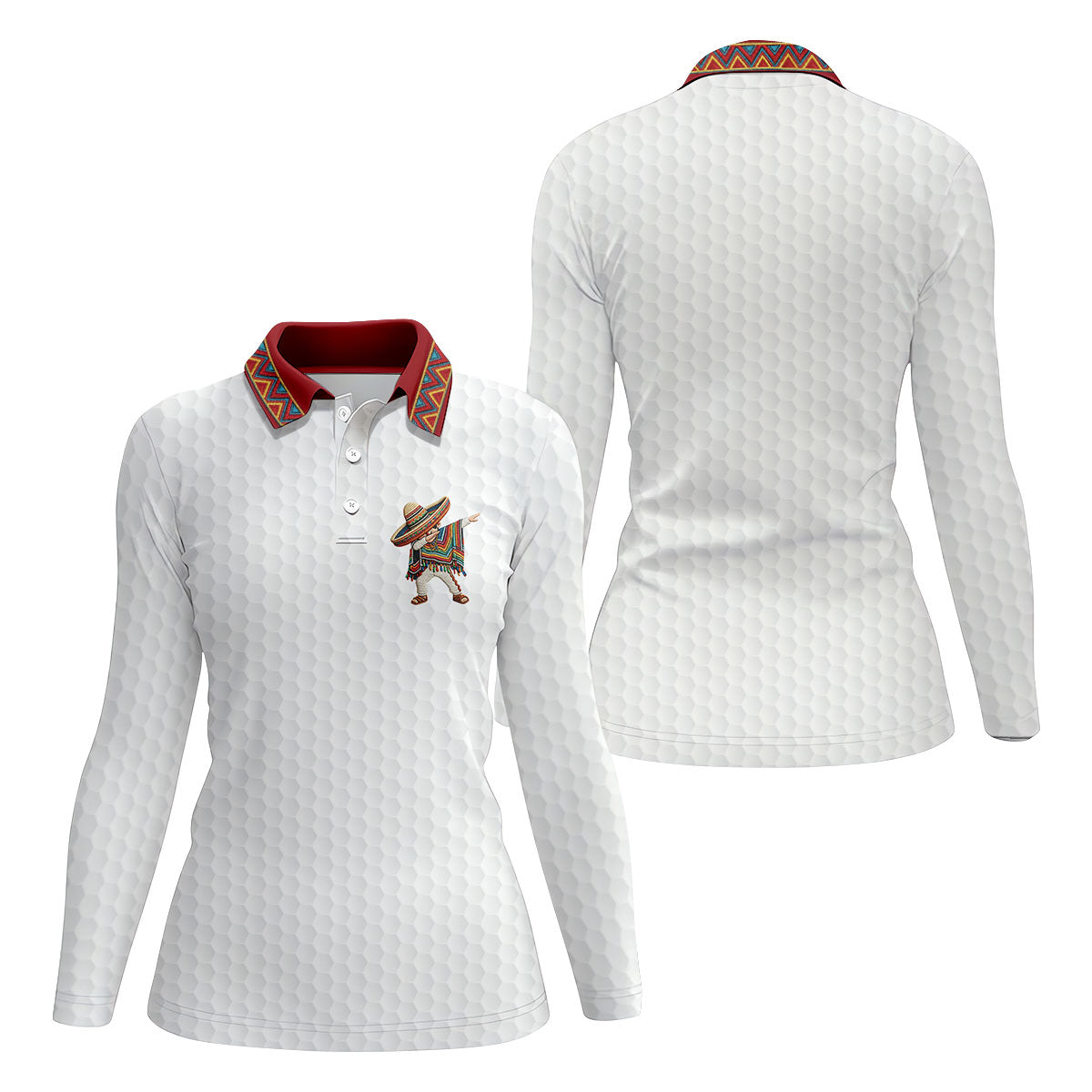 Cinco De Mayo Celebration Golf Ball Pattern White Golf Shirt, Golf Shirt For Women