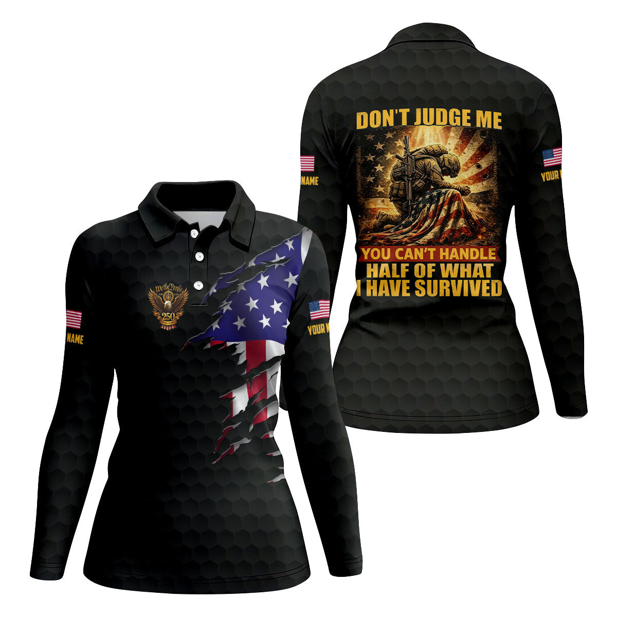 Don't Judge Me Veteran Memorial Patriotic 4th Of July Golf Shirt, 250th Anniversary Golf Shirt For Women