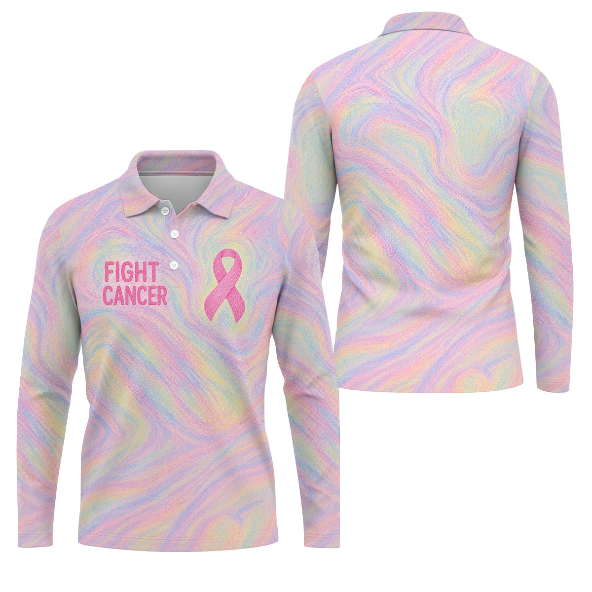 Fight Cancer Pink Ribbon Breast Cancer Polo Shirt, Golf Shirts For Men, Mens Polo Shirts