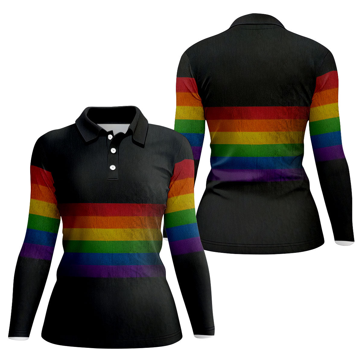 Pride Rainbow Flag Retro Golf Shirt, LGBTQ Month Golf Shirt For Women, Ladies Golf Polos