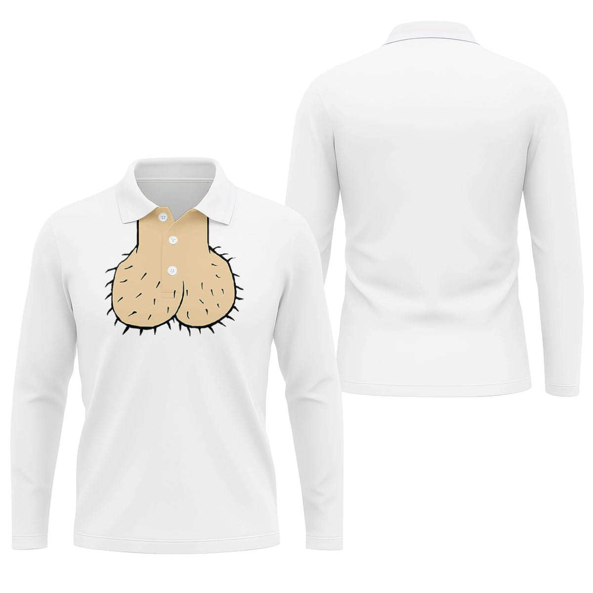 White Funny Dickhead Faux Chest Golf Shirt, Adult Gag Gift Shirt, Rude Humor Shirt