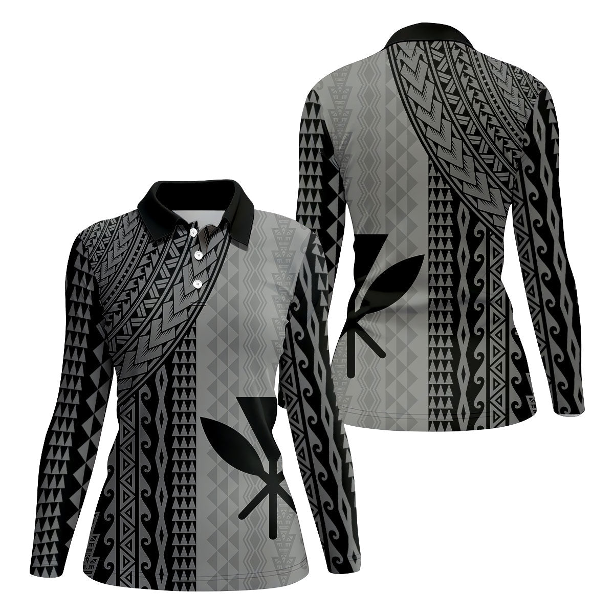 Polynesian Tribal Pattern Vintage Golf Shirt, Hawaiian Golf Shirt, Golf Shirt For Women
