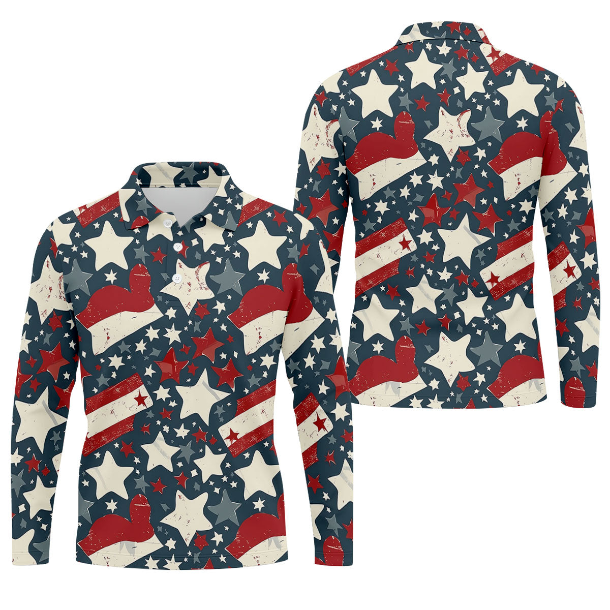 Distressed Texas Flag Golf Shirt, 250 Years Patriotic 4th Of July Golf Shirts For Men