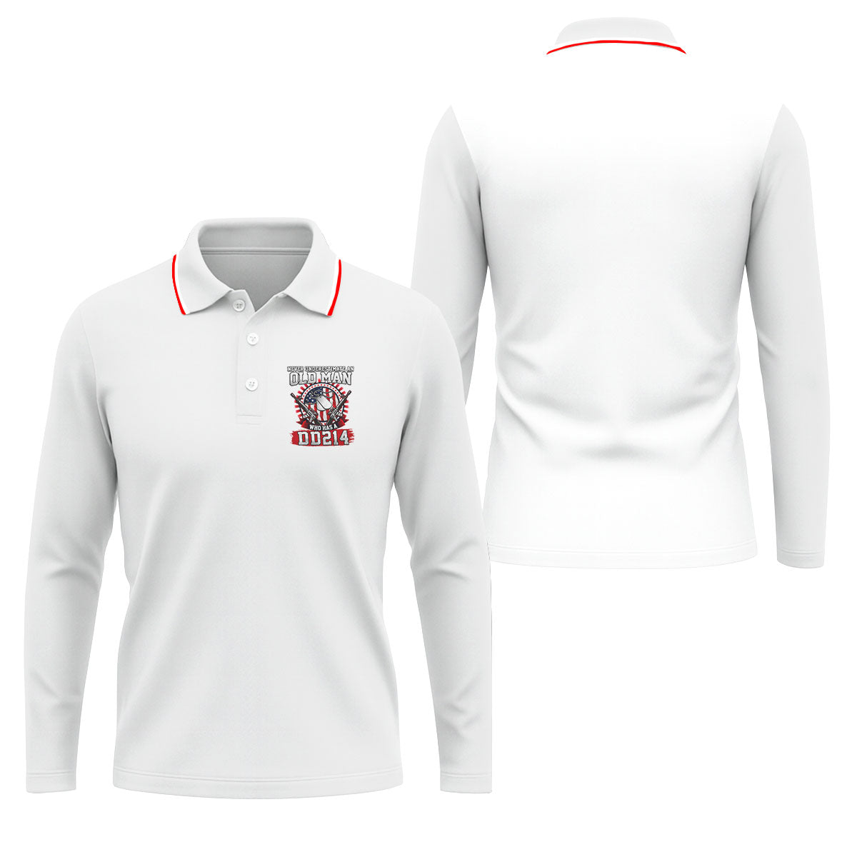 Never Underestimate An Old Man Who Was A DD214 Veterans Golf Shirts For Men, 250 Years Patriotic Golf Shirt