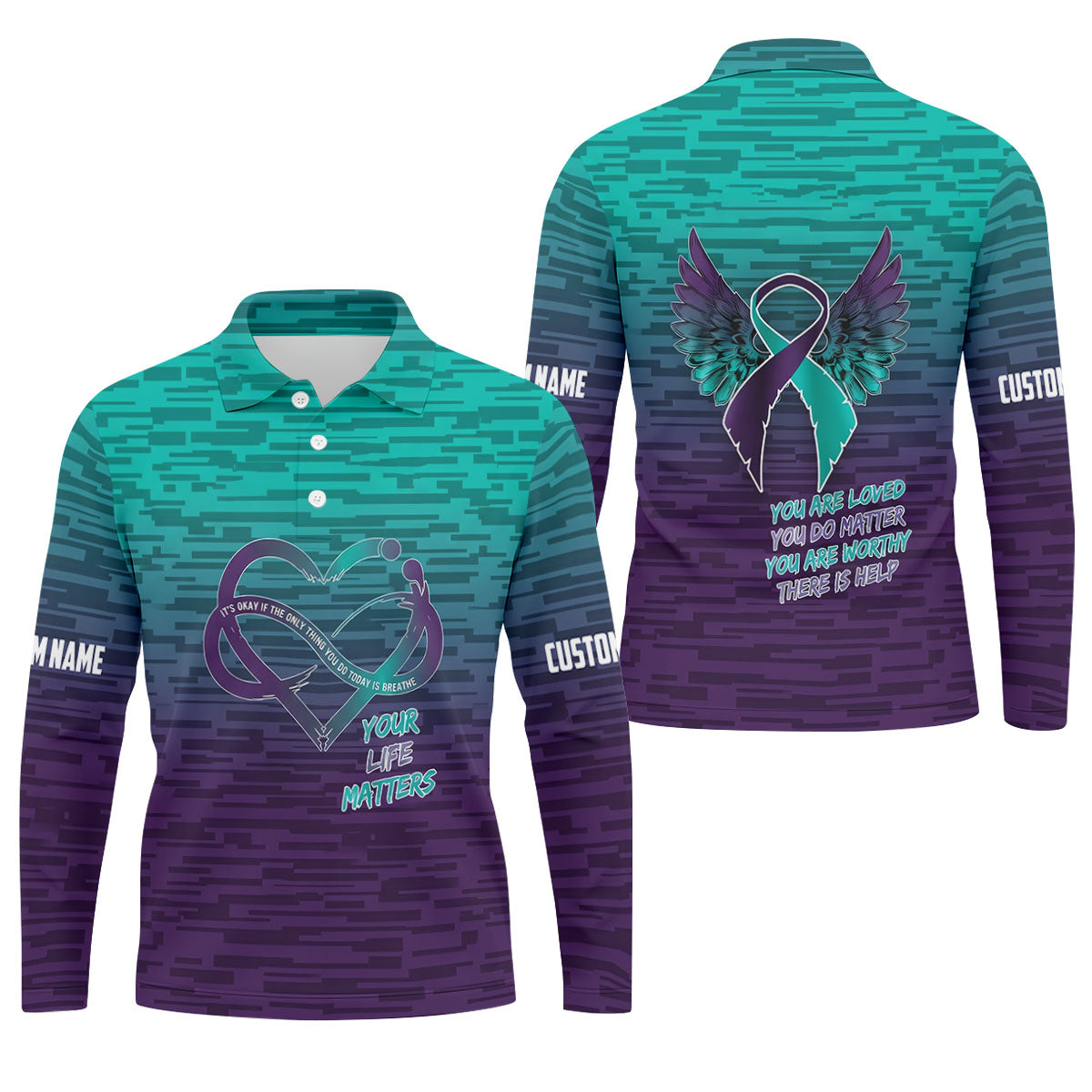 Suicide Prevention Ribbon Wings Golf Polo Shirt, Mens Golf Polo, Golf Shirts For Men