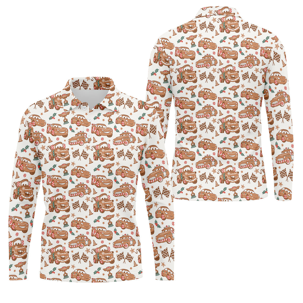 Funny Christmas Animation Car Polo Shirts For Men, Christmas Golf Shirt, Golf Gift For Men, Christmas Golf Shirt