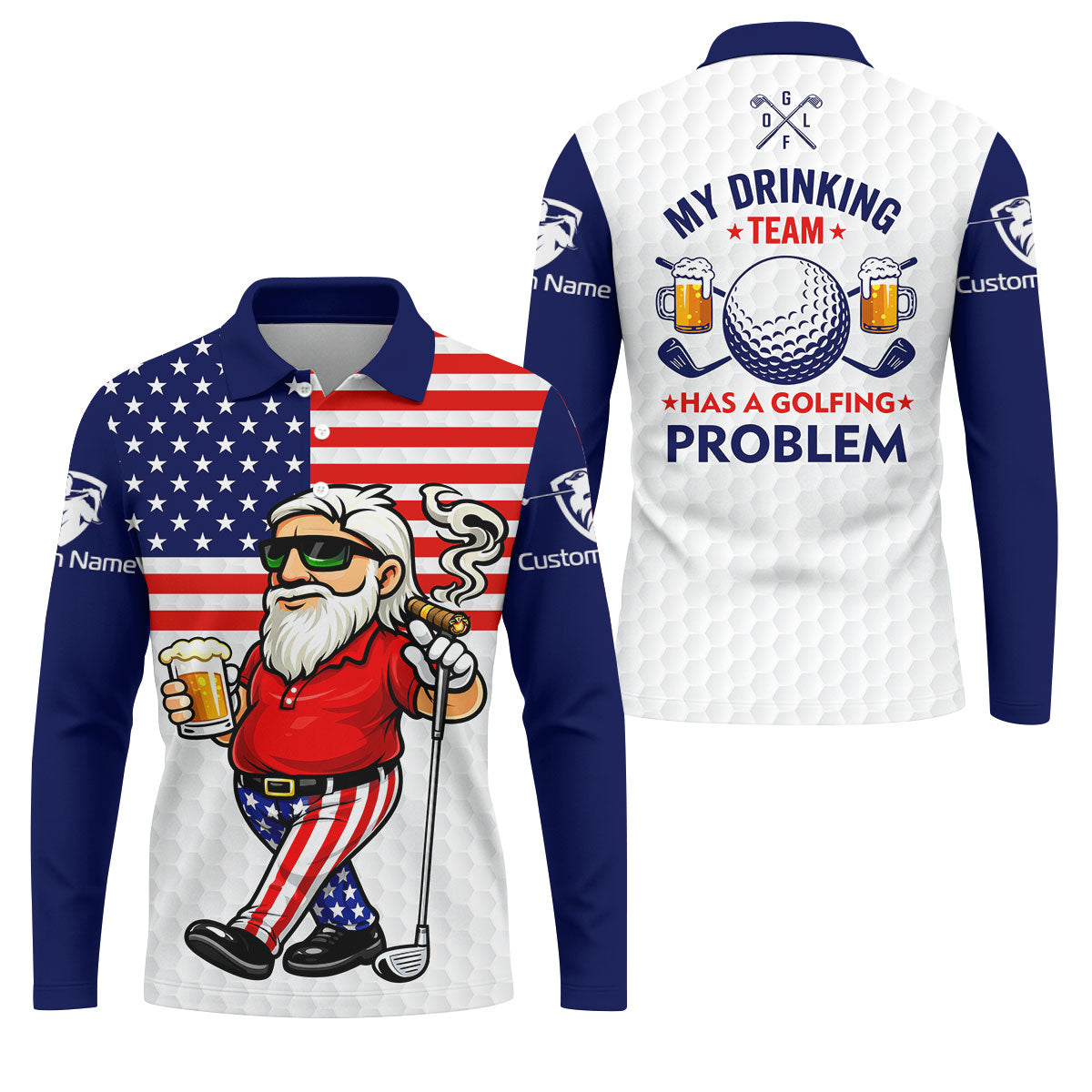 My Drinking Team Has A Golfing Problem Patriotic Man Golf And Beer 250 Years 4th Of July Golf Shirts For Men