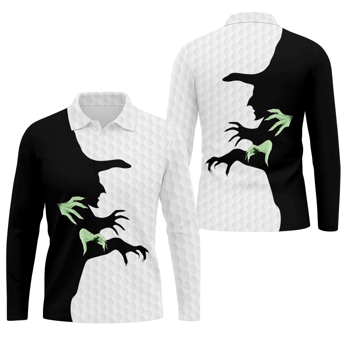 Halloween Wicked Witch Shadow Golf Shirt, Men's Golf Shirt, Hawaiian Golf Shirt
