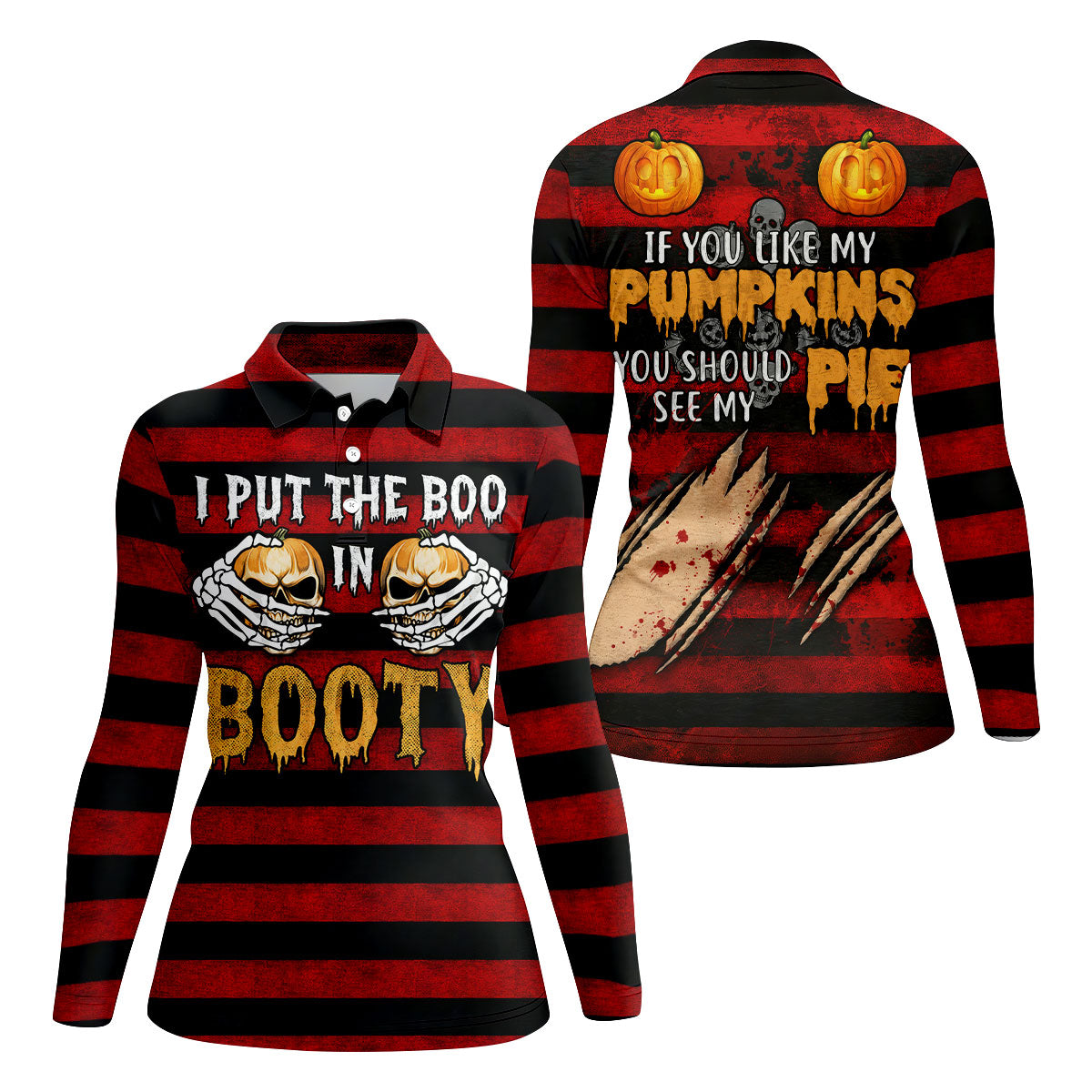 I Put The Boo In Booty Halloween Golf Polo Shirt, Women's Golf Tops, Golf Polo For Women