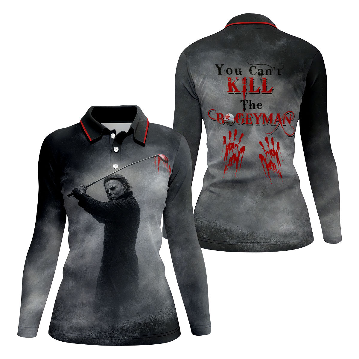 You Cant Kill The Bogeyman Horror Character Golf Polo Shirt, Womens Golf Polo, Ladies Golf Shirts