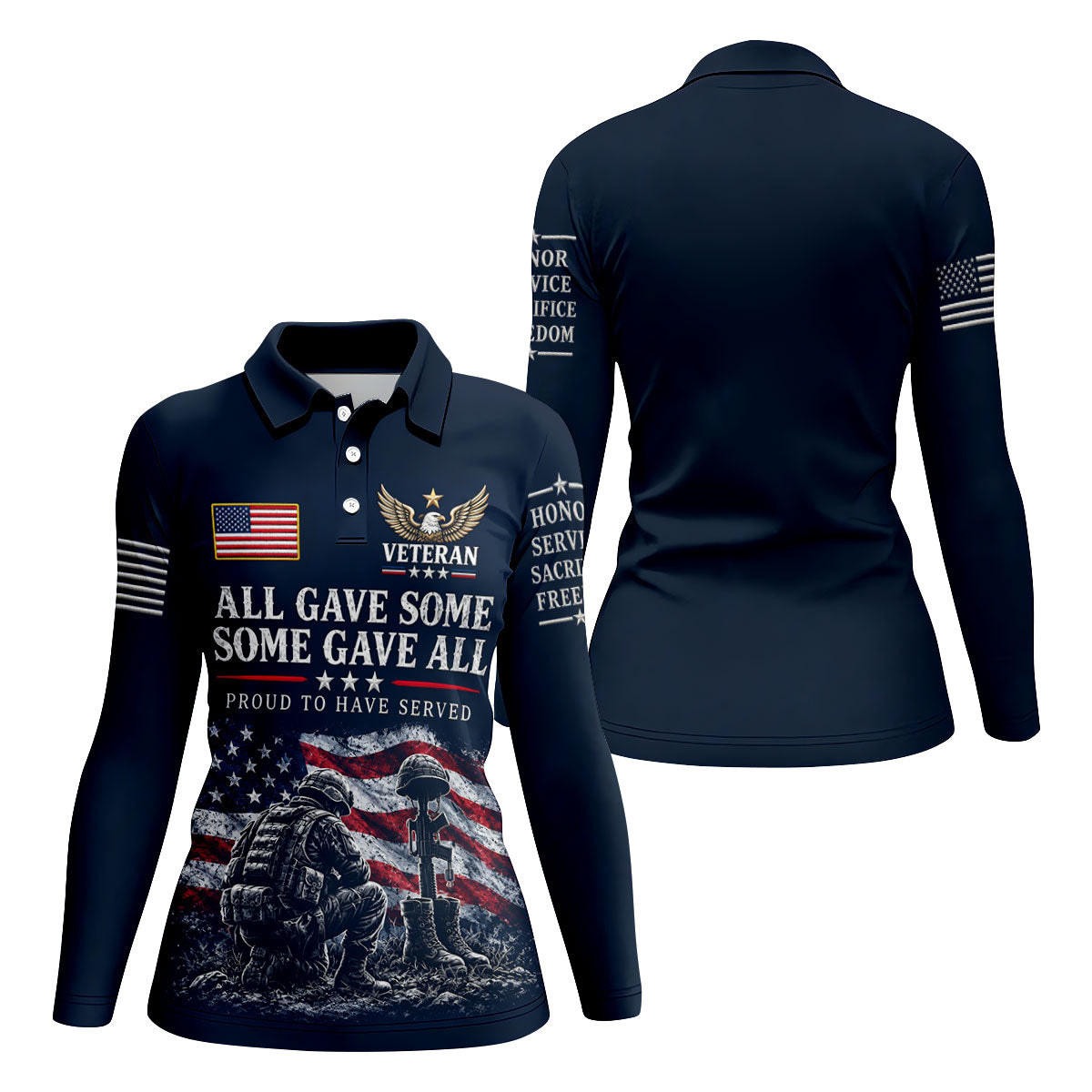 All Gave Some Some Gave All Polo Shirt, Veterans Day Golf Shirt, Golf Tops For Women