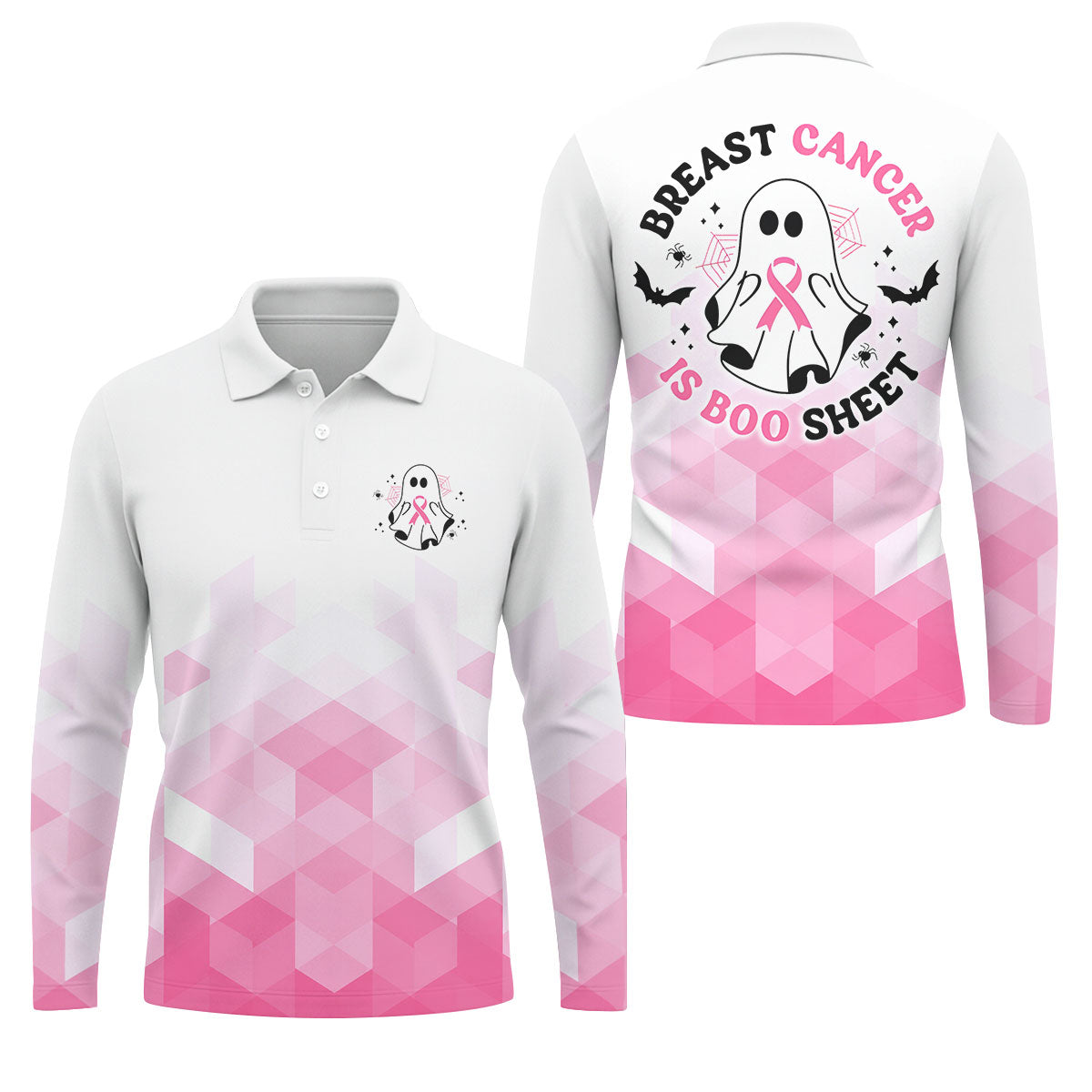 Breast Cancer Is Boo Sheet Ghost Horror Character Polo Shirt, Mens Golf Polo, Printed Golf Shirts