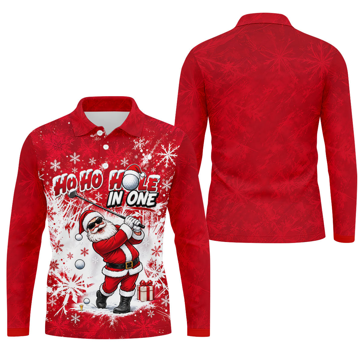 Ho Ho Hole In One Santa Christmas Golf Shirt, Mens Golf Polo, Golf Shirts For Men