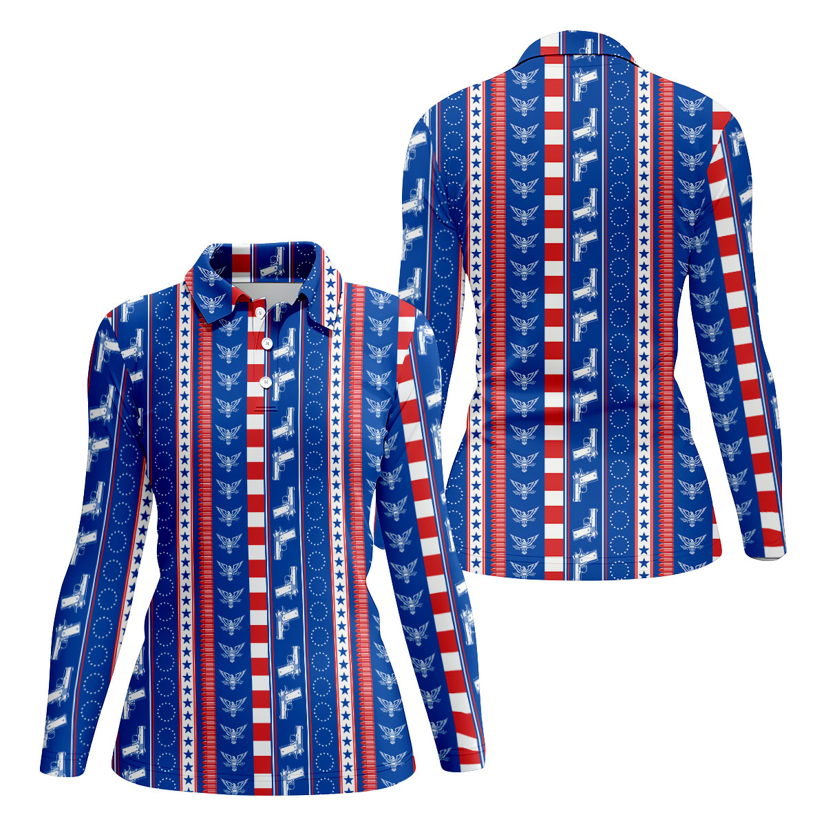 Red White Blue Army Theme Patriotic 4th Of July Golf Shirt, 250 Years Golf Shirt For Women