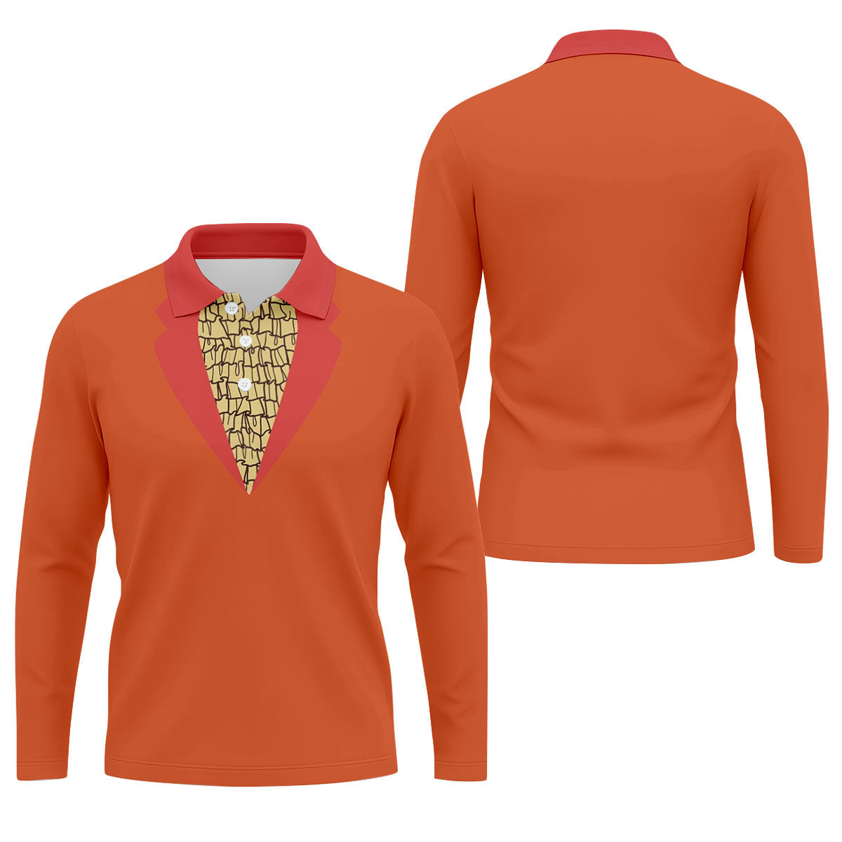 Orange Blue Tuxedo Men's Funny Golf Shirts, Father's Day Golf Shirt, Golf Gift For Dad
