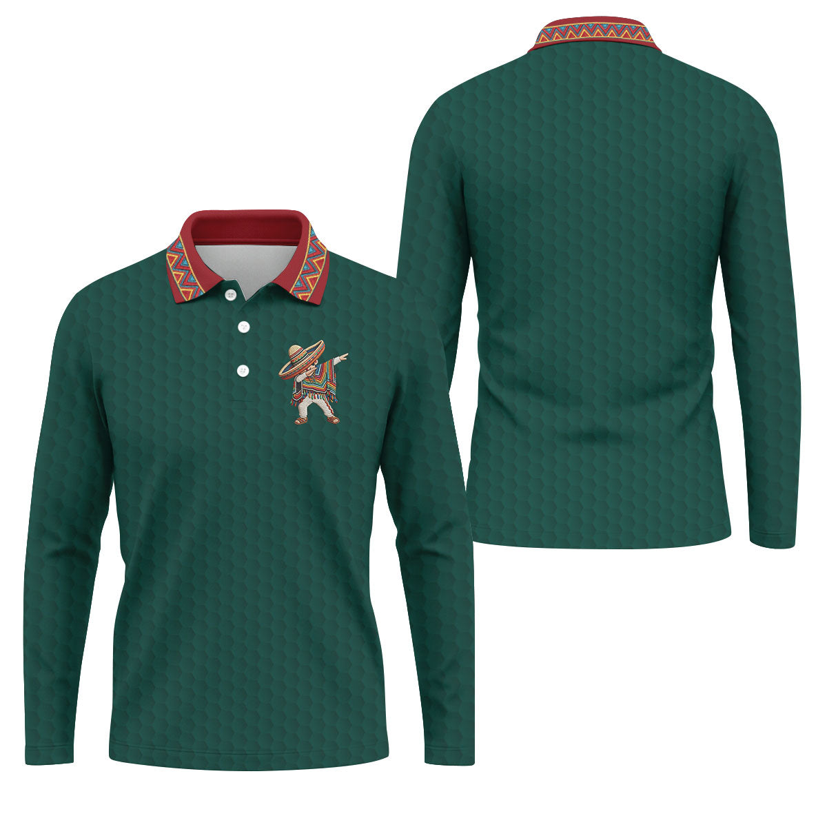 Cinco De Mayo Celebration Golf Ball Pattern Green Golf Shirt, Polo Shirts For Men