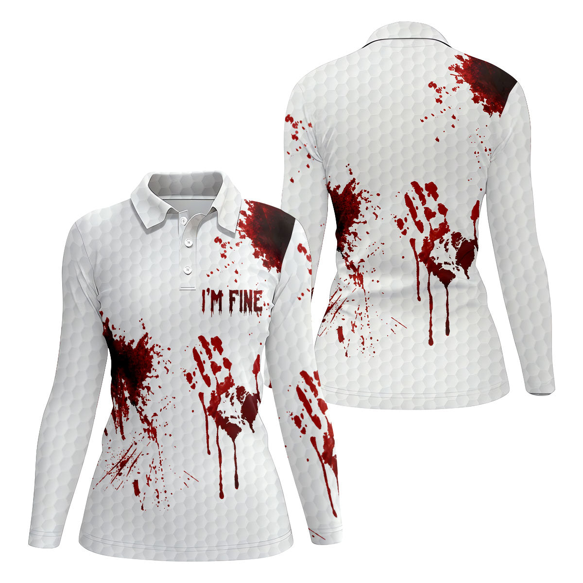 I'm Fine Bloody Halloween Golf Polo Shirt, Golf Shirts For Women, Ladies Golf Tops