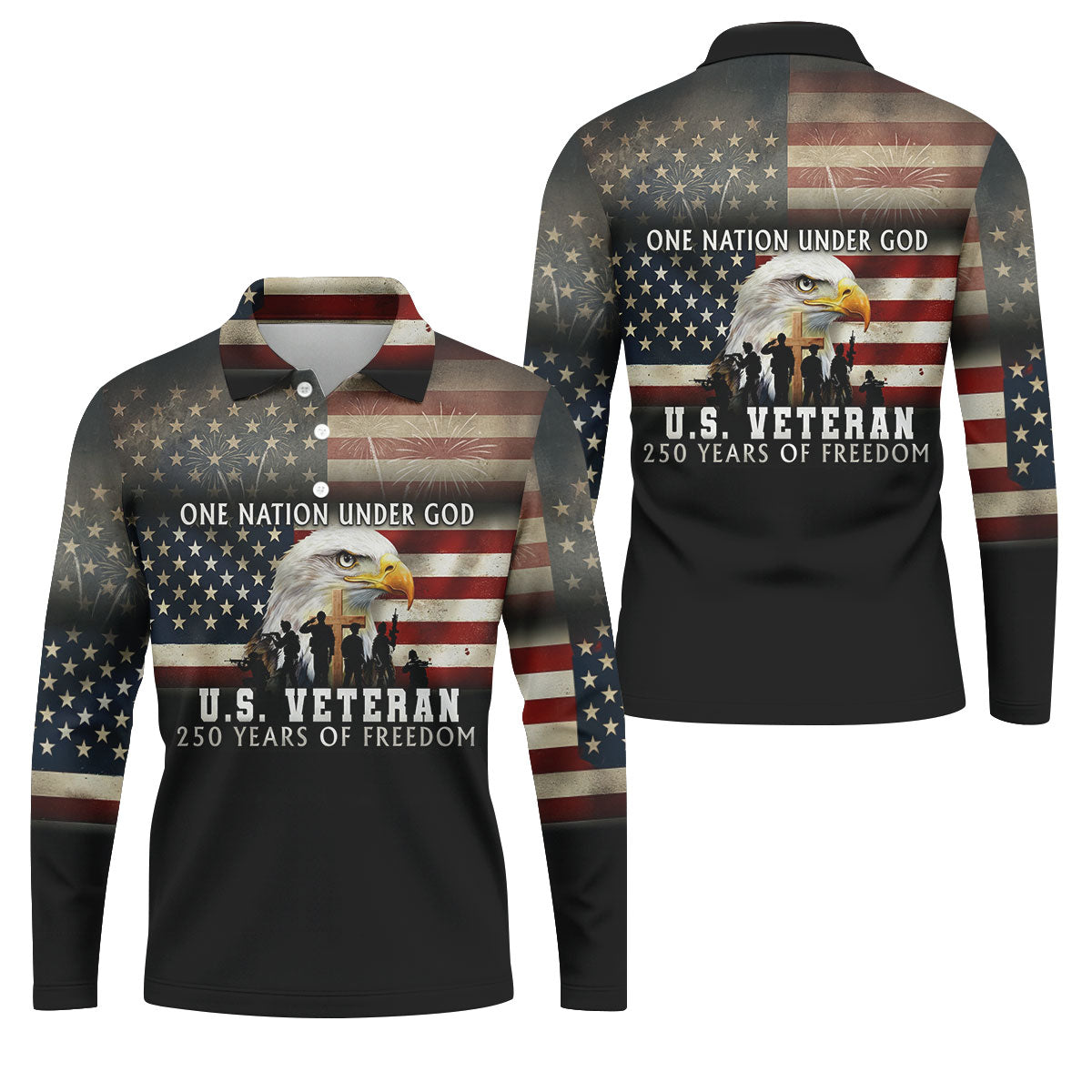 One Nation Under God US Veteran 250 Years Of Freedom Patriotic Golf Shirt, Golf Shirts For Men