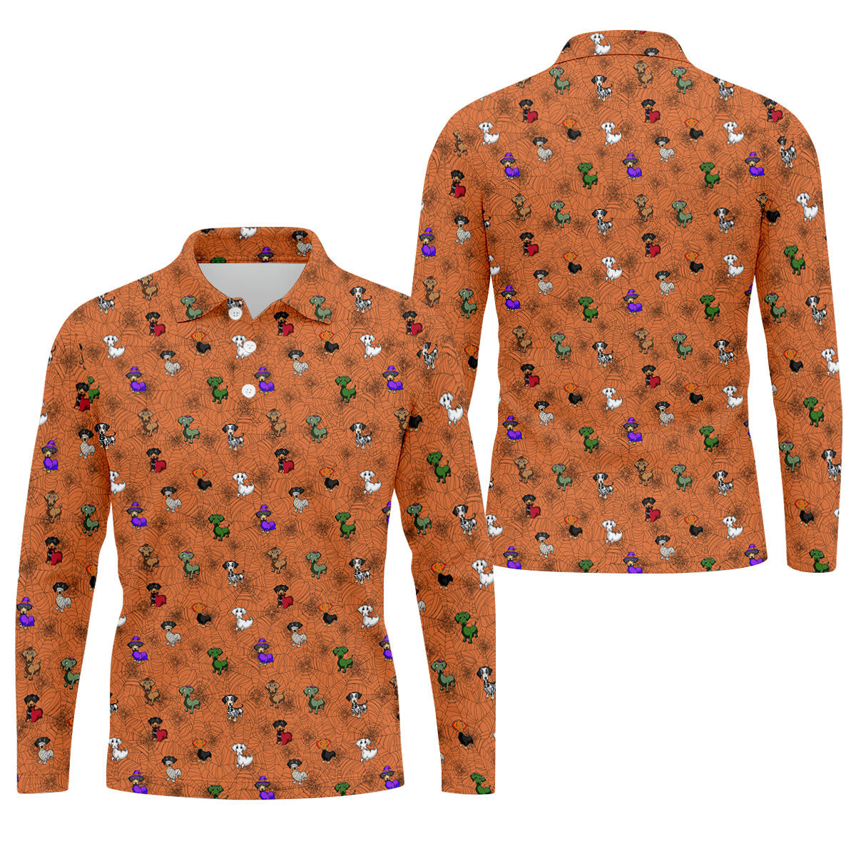 Costume Dogs Spider Web Halloween Golf Polo Shirt, Dog Lover Shirt, Golf Shirts For Men