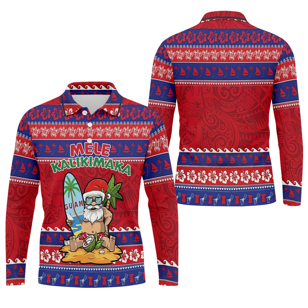 Tropical Santa Mele Kalikimaka Christmas Golf Shirt, Men's Golf Shirt, Hawaiian Golf Shirt, Printed Golf Shirts