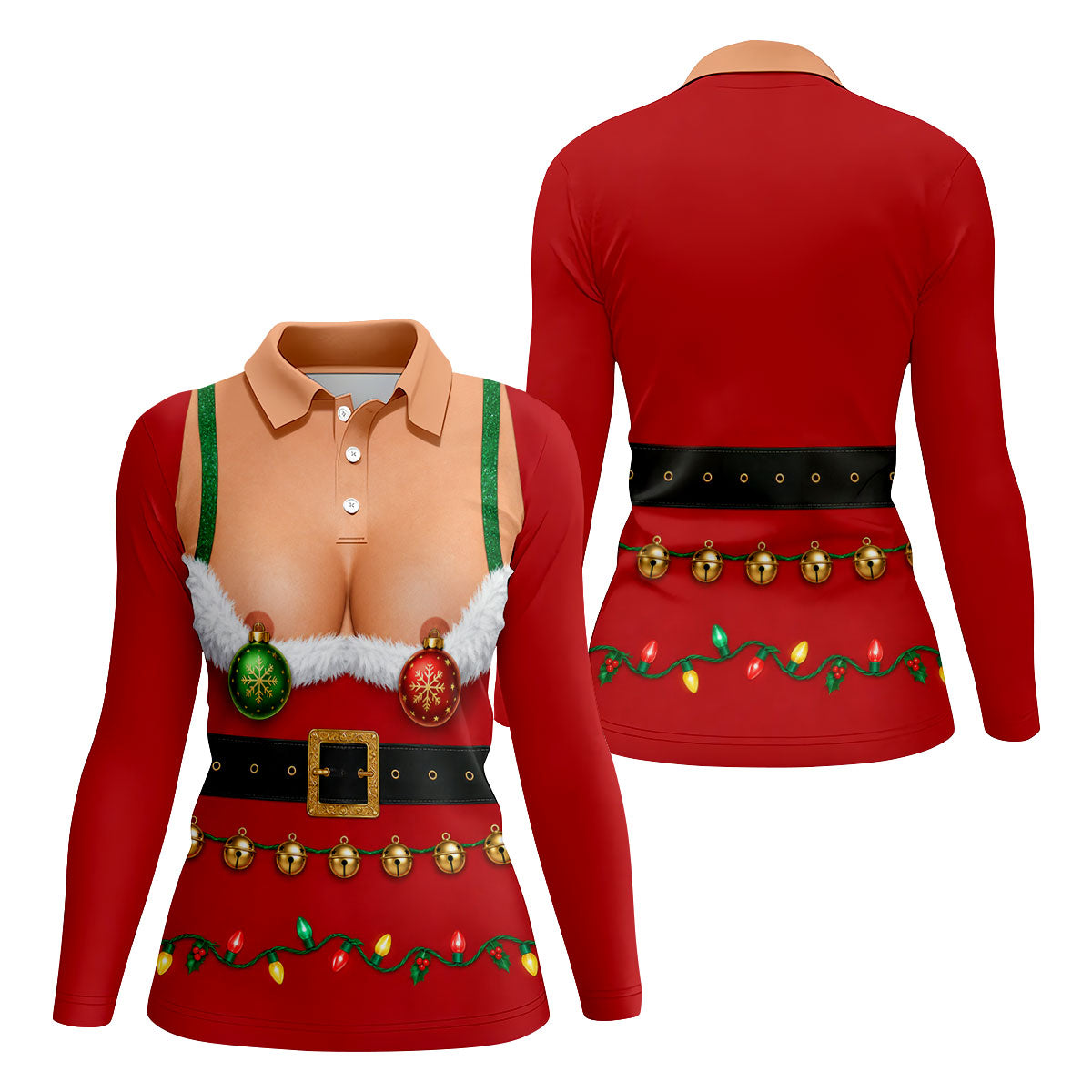 Funny Christmas Ornament Bra Golf Polo Shirt, Christmas Golf Shirt, Ladies Golf Shirts