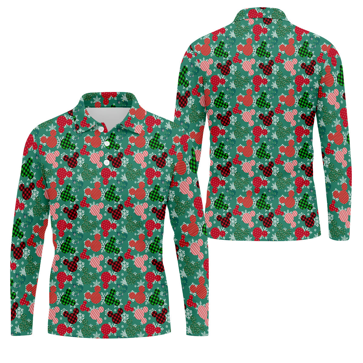 Adorable Cartoon Characters Xmas Golf Shirts, Cute Golf Outfit, Polo Shirts For Men, Christmas Golf Shirt