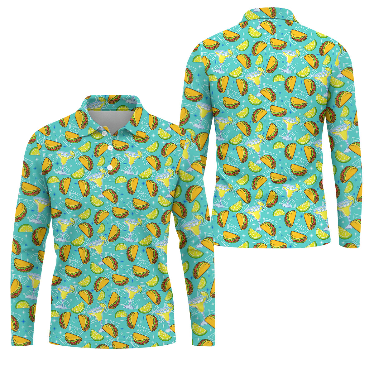 Cocktail Margarita Taco Men's Polo Shirt, Cinco De Mayo Celebration Fiesta Golf Shirt For Men